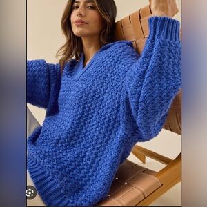 Altar'd State Vibrant Blue V-Neck Sweater